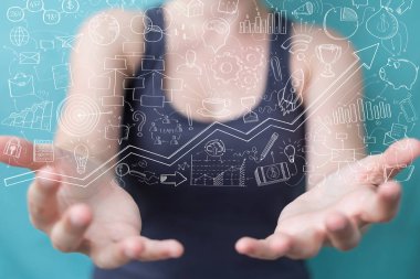 Holding ve dokunaklı el yazması proje presentati işkadını