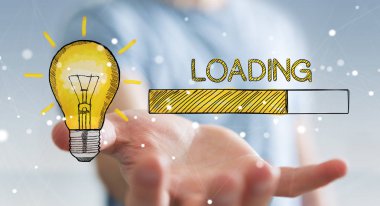 Holding ve yükleme kroki dokunmadan işadamı