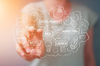 Onun han ile el yazması proje sunum kullanarak iş kadını