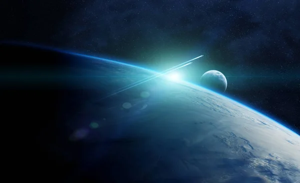 Planetjorden i rymden 3d rendering element i denna bild histo — Stockfoto