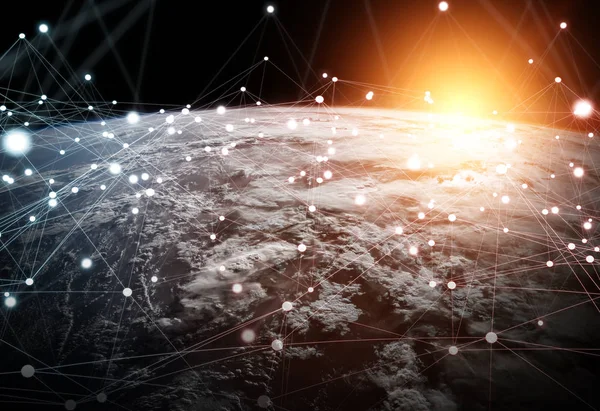 Gezegen üzerinde küresel ağ ve veri değişim Earth 3d parçalamak