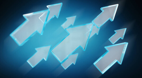 Digital modern blue arrow 3D rendering