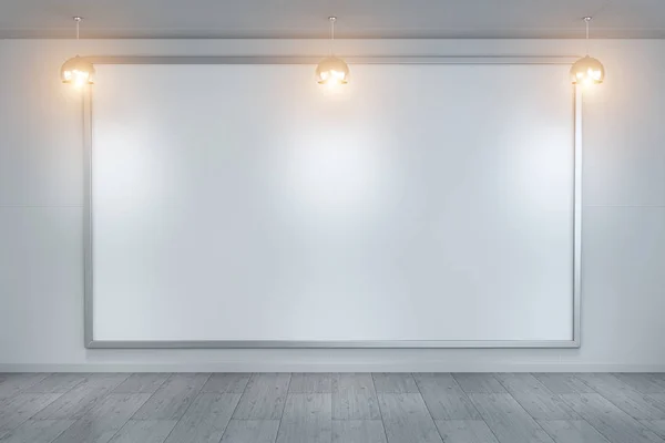 Blanco lienzo en blanco en una pared 3D renderizado —  Fotos de Stock