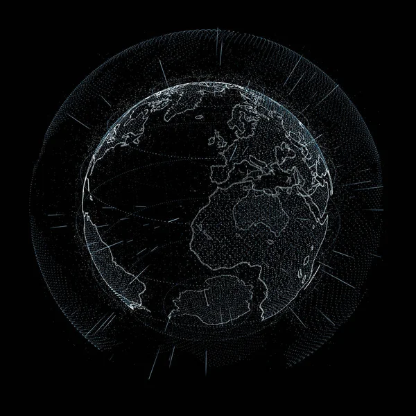 Connessioni e scambi di dati sul pianeta Terra 3D renderi — Foto Stock