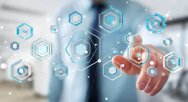 Bir siber saldırı 3d render engellemek için antivirus istimal iş adamı