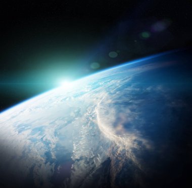 Planet Earth görünümü 3d işleme öğeleri bir şekilde döşenmiş bu görüntünün 