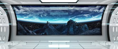 Uzay gemisi iç dünya üzerindeki manzaralı t 3d işleme öğeleri