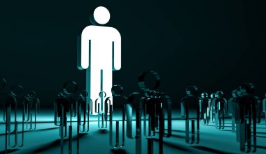 Bir grup insan 3d render aydınlatıcı lideri