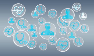 Modern tıbbi arayüz simgeleri 3d render ile