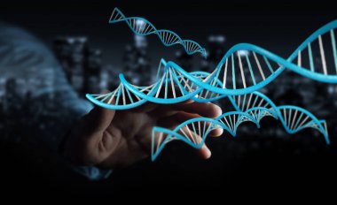 Modern Dna yapısı 3B oluşturmayı kullanarak iş adamı