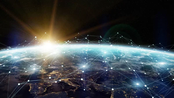 Veri değişimi ve küresel ağ üzerinden dünya 3d render