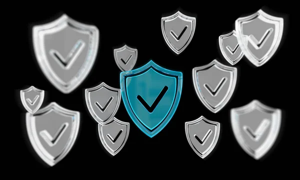 Moderno escudo de datos digital antivirus 3D renderizado —  Fotos de Stock