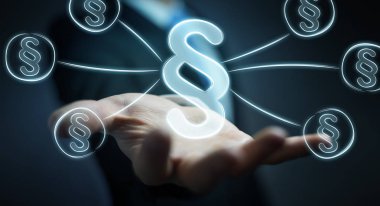 Hukuk koruma sağ sembol tutan işadamı