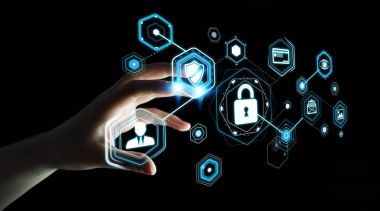 Bir siber saldırı 3d renderi engellemek için antivirus istimal iş kadını