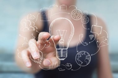 Çok dokunaklı ve kroki ampul tutan bir işkadını