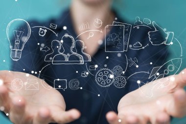 Holding ve dokunaklı el yazması proje presentati işkadını