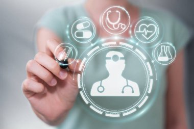 Bir kalem ile dijital tıbbi arabirimini kullanarak işkadını 3d parçalamak