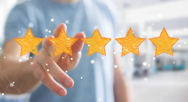 Calificación de hombre de negocios con estrellas dibujadas a mano —  Fotos de Stock