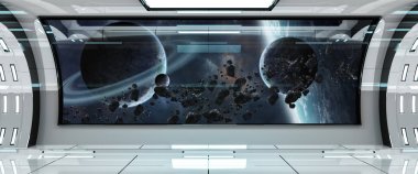 Uzay gemisi iç gezegenler 3d render unsurları üzerinde Manzaralı