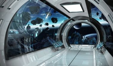 Uzay gemisi iç dünya üzerindeki manzaralı t 3d işleme öğeleri