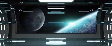 Uzay gemisi iç dünya üzerindeki manzaralı t 3d işleme öğeleri