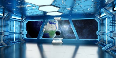 Uzay gemisi iç uzak sistem 3d render Manzaralı