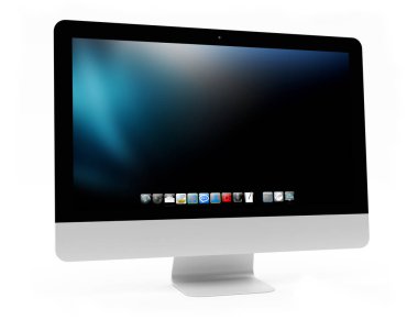 Beyaz arka plan 3d render modern bilgisayar ekranında