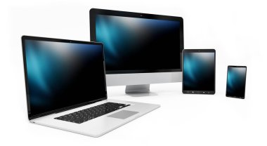 Modern dijital gümüş teknik cihaz 3d render