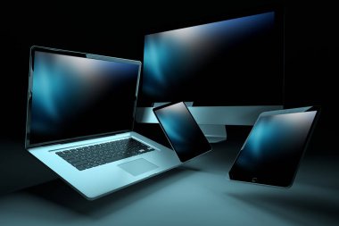 Modern dijital gümüş teknik cihaz 3d render