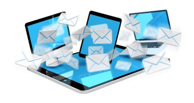 3d işleme aygıtları ekranlarını uçan dijital e-posta