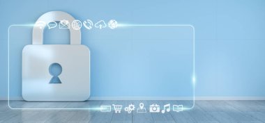 Cadena simgeler web arabirimi 3d render ile iç