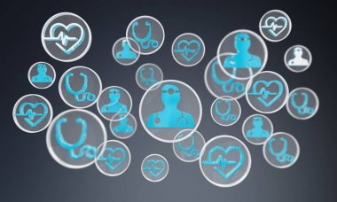 Modern tıbbi arayüz simgeleri 3d render ile