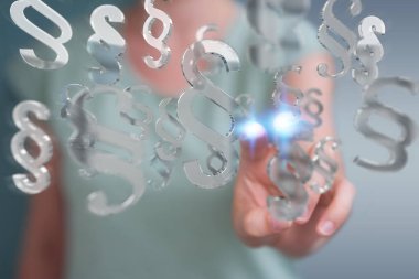 Hukuk paragraf simgesi 3B oluşturmayı kullanarak iş kadını