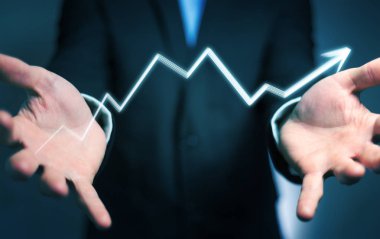Çizilmiş ok kadar gidiş tutarak işadamı