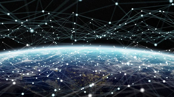 Veri değişimi ve küresel ağ üzerinden dünya 3d render