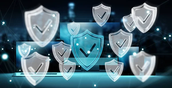 Virüsten koruma arabirim üzerinden modern teknoloji cihazlar 3d render