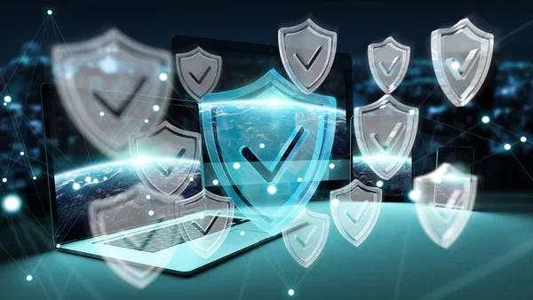 Virüsten koruma arabirim üzerinden modern teknoloji cihazlar 3d render