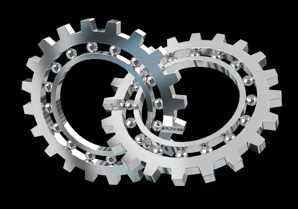 Floating modern gear mechanism 3D rendering — Stock Photo, Image