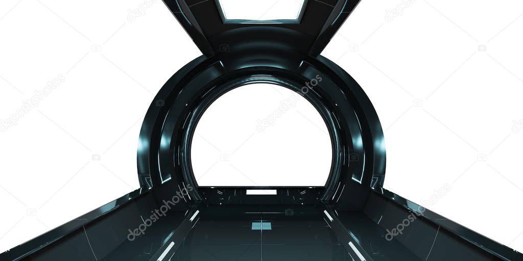 Spaceship dark interior 3D rendering