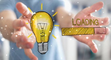 Holding ve yükleme kroki dokunmadan işadamı