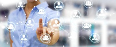 Sosyal ağ bağlantısı 3B oluşturmayı kullanarak iş kadını