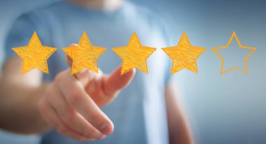 İşadamı ile değerlendirme çizilmiş yıldız el 