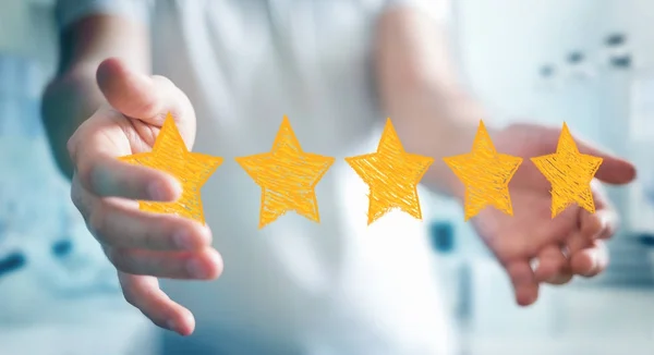 Businessman rating with hand drawn stars — Stock Photo, Image