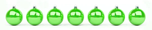 Palline di Natale verdi e bianche allineate rendering 3D — Foto Stock