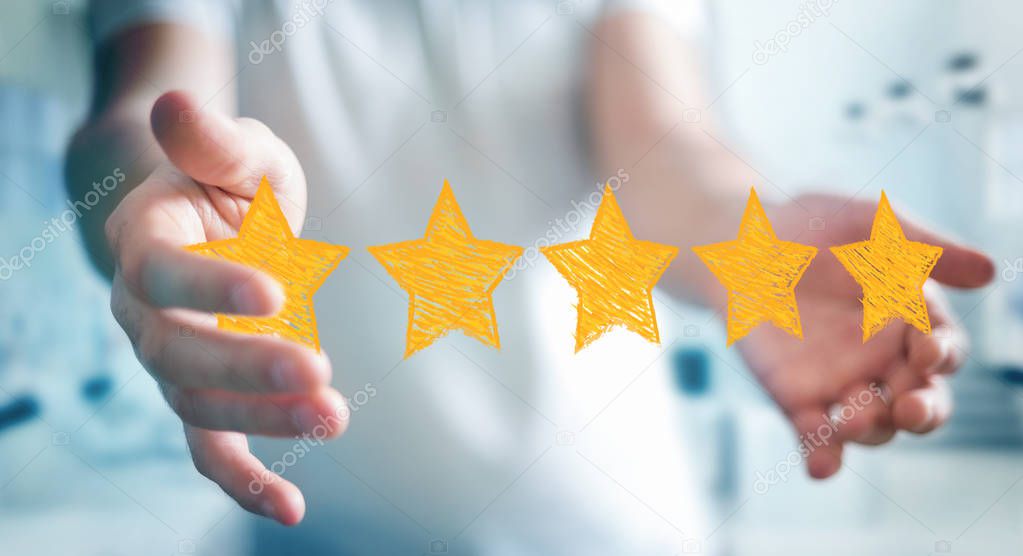 Businessman rating with hand drawn stars 