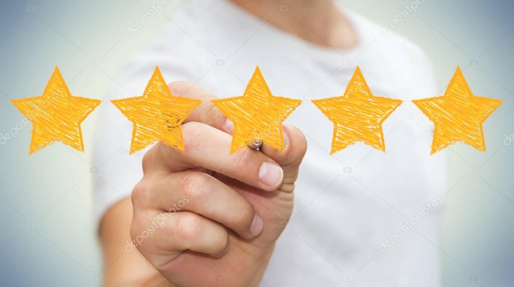 Businessman rating with hand drawn stars 