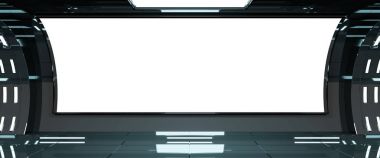 Uzay gemisi karanlık iç 3d render