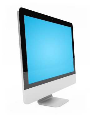 Beyaz arka plan 3d render modern bilgisayar ekranında