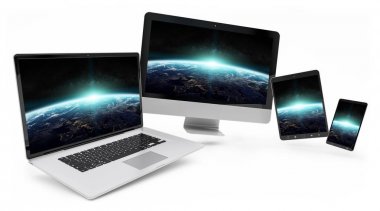 Modern dijital gümüş teknik cihaz 3d render