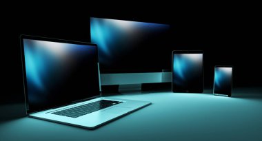 Modern dijital gümüş teknik cihaz 3d render